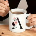 thumbnail image 6 of 1pc, Initial Letter Mug, Name Mug, Funny Coffee Mug, Monogram Mug, Floral Alphabet Mug, Flower Coffee Mug, Gift For Mom Daughter, Ceramic Mug Double-sided Design, Coffee Cup, Tea Cup, Drinkware,, 6 of 10