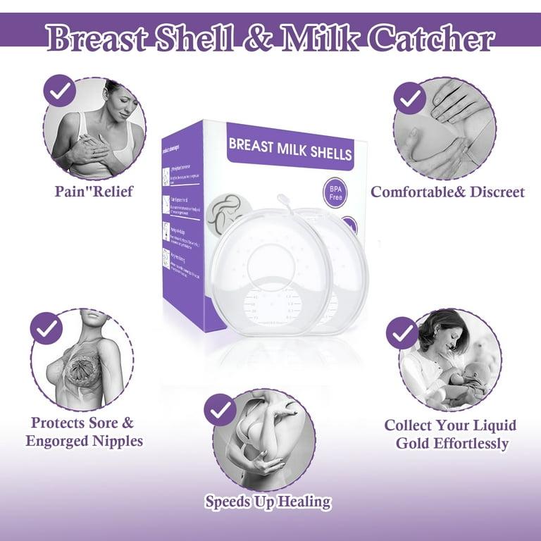 Milk Saver, Milk Catcher for Breastmilk, Breast Shell to Collect Leaking  Breastmilk, Collector Cup for Nursing & Breastfeeding, Saves up to 2 Ounces  of Leaking Liquid Gold, Silicone-Free 