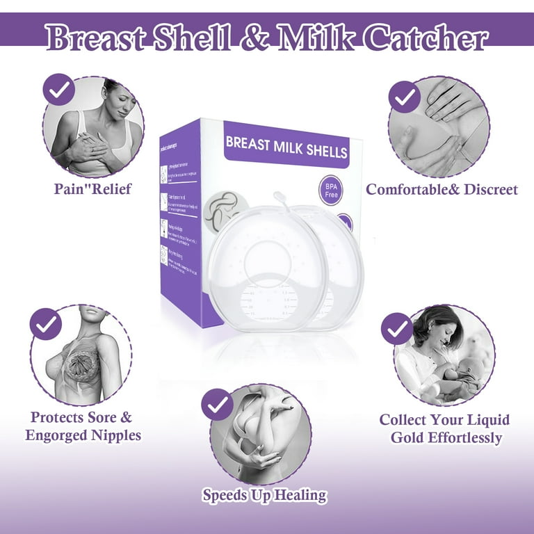 Breast Milk Catcher for Breastfeeding with Pumping Function︱4 oz Capacity  Milk Saver︱Breast Shells Milk Collector︱Kick-Proof, Soft, Light︱Hands-Free