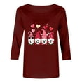 thumbnail image 4 of BLTIBY Valentines Day Shirts for Women Love Heart Printed Crew Neck 3/4 Sleeve Tshirt Holiday Loose Fit Casual Pullover Tops Red 3 4XL, 4 of 6