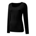 thumbnail image 2 of Womens Long Sleeve Scoop Neck Tops Casual Slim Fitted Basic Shirts, 2 of 5
