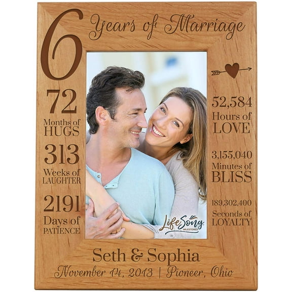 LifeSong Milestones 6th Anniversary Engraved Personalized Picture Frame