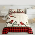 thumbnail image 2 of Manfei Kawaii Red Bird Queen Comforter Set, Black Red Buffalo Bedding Sets, Winter Christmas Festival Reversible Bedding Comforter Set, Ultra Soft Home Decor, 3pcs, 2 of 8