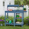 thumbnail image 2 of SERWALL Potting Bench Set of 2, Outdoor Potting Table with Sink, HDPE Material All Weather Use- Navy, 2 of 8