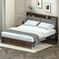 thumbnail image 3 of LUCKLIFE King Bed Frame with 2 Storage Drawers, Power Outlets, 2-Tier Storage Headboard&LED, Brown, 3 of 9