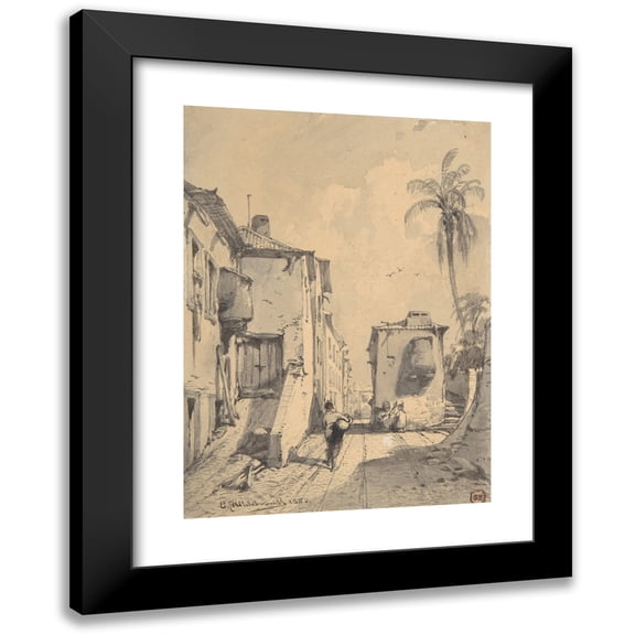 Eduard Hildebrandt 11x14 Black Modern Framed Museum Art Print Titled - Oriental Street Scene (1850)