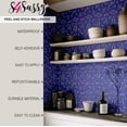 thumbnail image 3 of S4Sassy Flower Wallpaper - Asian Style Wall Covering, 25" x 240" Self-Adhesive Textured Vinyl Wallpaper, Decorative Wall Wrap, Easy DIY Decor For Bedroom, Living Room, Living Spaces - Purple, 3 of 8