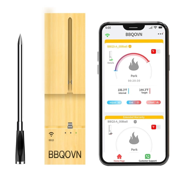Termómetro inalámbrico para carne BBQOVN, WiFi, Bluetooth 7, sensores