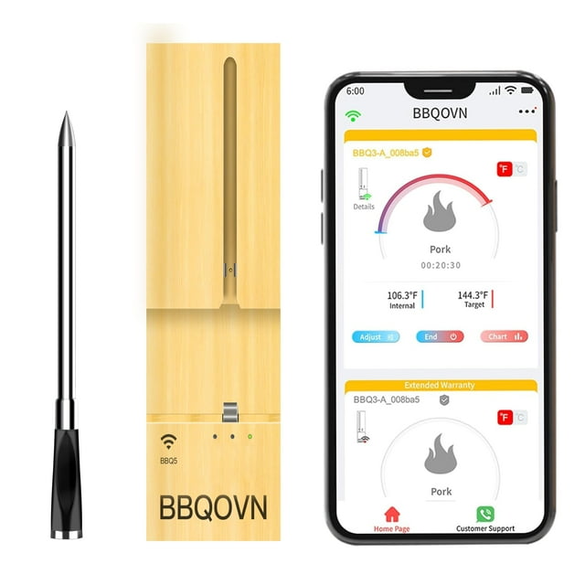 Termómetro inalámbrico para carne BBQOVN, WiFi, Bluetooth 7, sensores