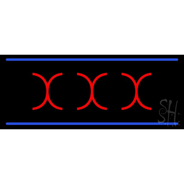 Red X X X Blue Lines LED Neon Sign 13" Tall x 32" Wide inches Black