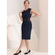 thumbnail image 4 of Vestido de oficina Allegra K para Mujer Azul oscuro XS, 4 of 6