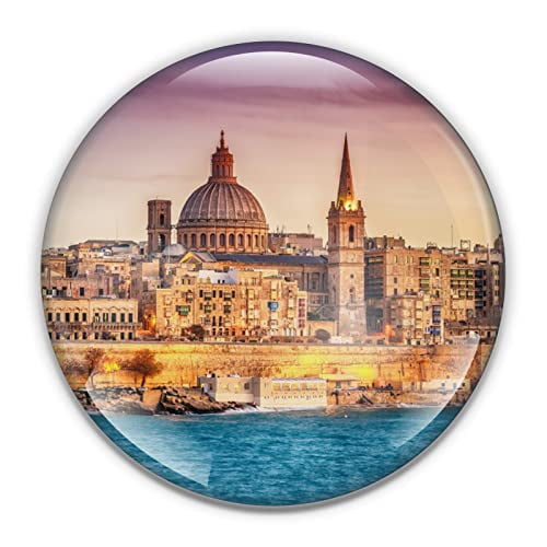 Valletta Malta Paperweight in Gift Box, 3 Inch Crystal Dome, Perfect for House Warming Gift