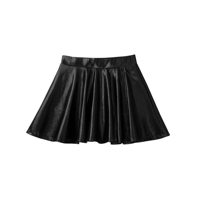 inhzoy Girls Shiny Metallic Skater Skort Skirt Black 6 inhzoy Girls Shiny Metallic Skater Skort Skirt Black 6