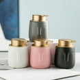 thumbnail image 6 of ABPETE Unique Modern Soap Dispenser, Face-Shaped Ceramic Bottle with Rust Proof Gold Matte Pump, Decorative Lotion Dispenser for Bathroom or Kitchen (Pink), 6 of 17
