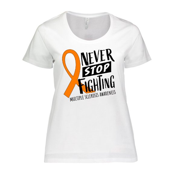 Inktastic Never Stop Fighting Multiple Sclerosis Awareness Women's Plus Size T-Shirt