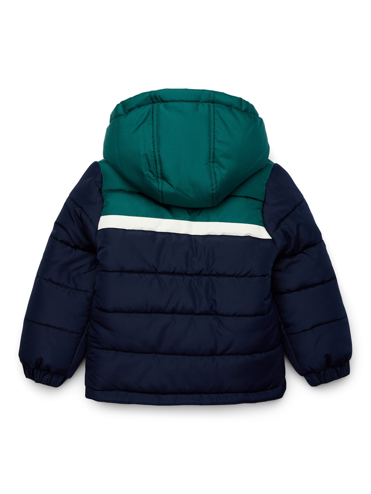 Weather Tamer Boys’ Stripe Puffer Jacket with Hood, Sizes 4-16