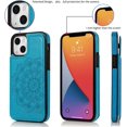 thumbnail image 6 of Design for iPhone 13 Case with Tempered Glass Screen Protector Credit Card Holder Slot, Leather Wallet Phone Cases Kickstand Protective Cover for iPhone13 iP13 Women Men 6.1 inch Blue, 6 of 6