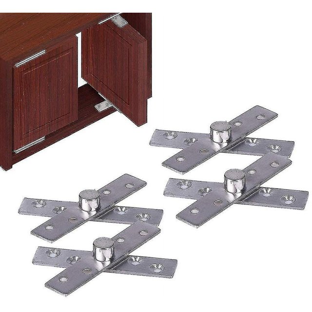 4 Pieces Stainless Steel Pivot Hinges, 360 Degree Concealed Rotation Door Pivot Hinges, Upper Lower Door Hinge, For Cabinet Window Door Hy