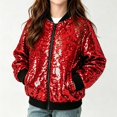 thumbnail image 6 of OJSFQUFP Kids Glitter Sequin Zip Up Jacket for Boy Girl Sparkly Back To School Party Coat Stage Performance Jackets, 6 of 8