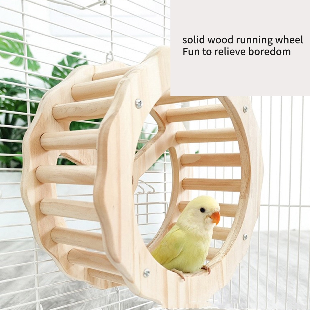 Birdcage Perch Rotating Wheel Toy Enriching Standing Wheel Pet Bird Supply