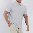 thumbnail image 2 of Shirts for Men Trendy Solid Color Golf Shirts Short Sleeve Daily Shirts Casual Turndown Collar Outdoor T Shirts, 2 of 5