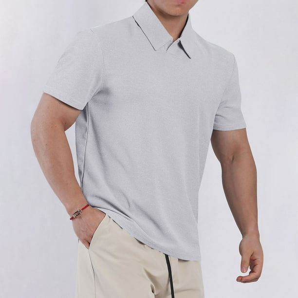 pstuiky Mangas cortas para hombre, Camiseta deportiva informal de manga corta con cuello redondo y rotos para hombre. camisetas de hombre m