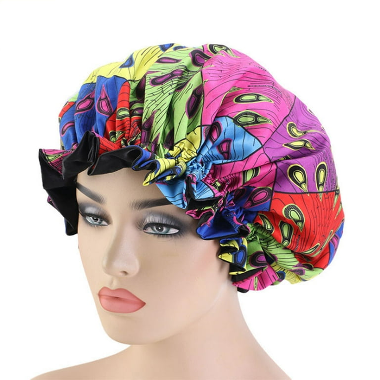 Frogued Satin Bonnet Double Layer Printed Pattern Reversible Night