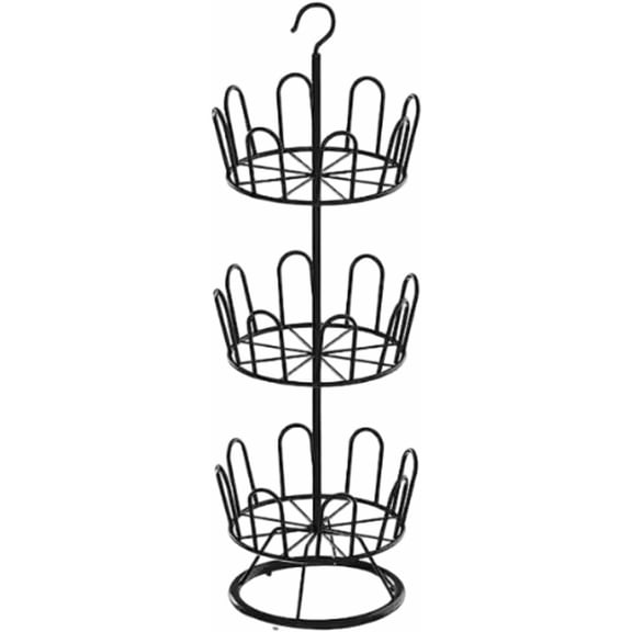 Revolving Shoe Rack Shoe Tree Rack Practical Standing Circular Shoe Rack Round Shoe Organizer Rack for Apartment Farmhouse, Black 3 Tiers