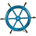 thumbnail image 1 of Wooden Ship Wheel - (Antique Ocean Blue) - Torched Spokes - (42 Inches), 1 of 6