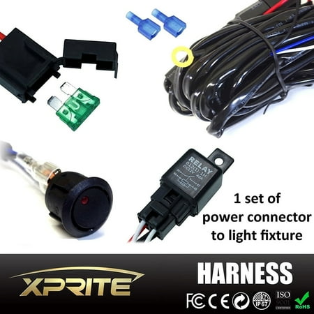 - Xprite Off Road LED Light Bar Wiring Harness with 4 Leg - 40 Amp Relay ON OFF Switch