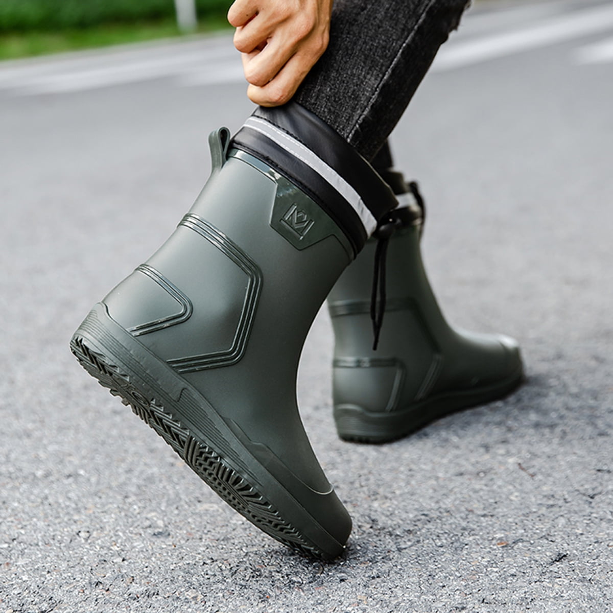 AUXDIQ Rain Shoes Men Mid-calf Boots Waterproof Rain Boots Outdoor Garden Shoes