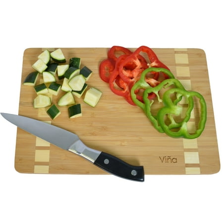 Vina Premium Bamboo Cutting Board – Medium 12”x 8” Kitchen Chopping board Eco-friendly, Antimicrobial Best for Chopping Brie Cheese, Vegetable, Pastry (Best Appliance For Chopping Vegetables)