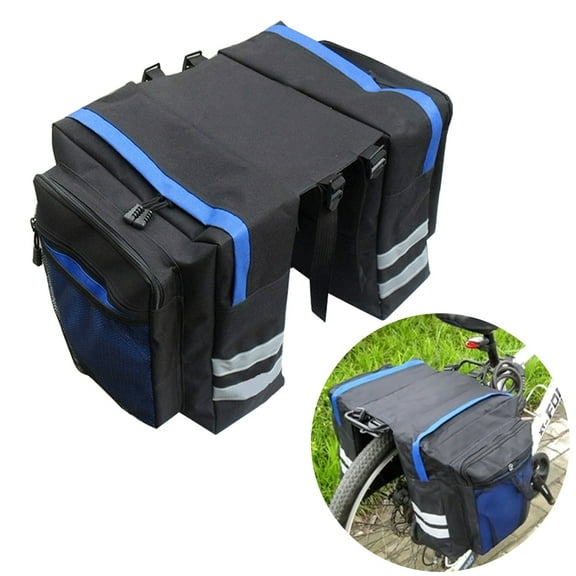 2 in 1 Bike Pannier Bag Large Capacity Bicycle Rack Trunks Rear Seat Carrier Pack Multifuction Bicycle Bag for Long Cycling Trip,Black-Blue