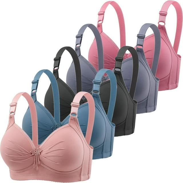 Diufon 5 Pack Women's Comfortable Bras Everyday Wireless Full Coverage Wide Strap Bras Seamless Breathable Bra