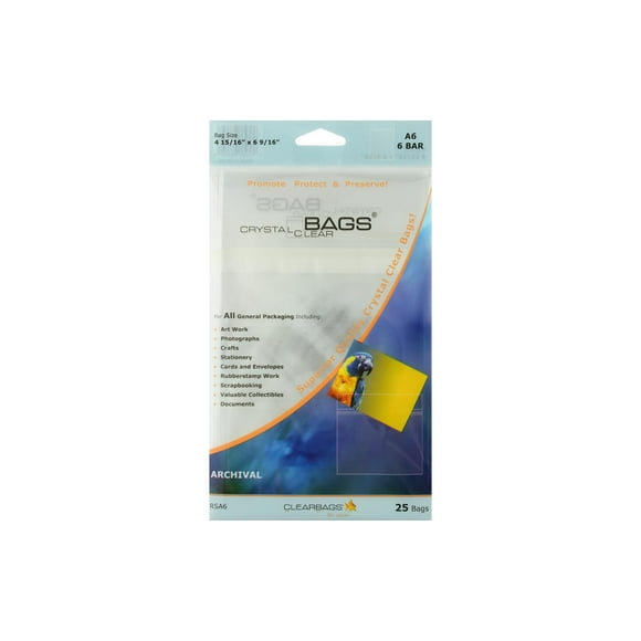 Clearbags Sac en Cristal Clair 4X6 Papeterie 25Pc