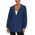 thumbnail image 7 of Women's Waterproof Raincoat Lightweight Rain Jacket Hooded Softshell Windproof with Zip Pockets for Hiking Outdoor Activities, 7 of 7