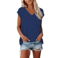 thumbnail image 2 of RYDCOT Womens Tops Short Sleeve Basic Summer V Neck Eyelet T Shirts Dressy Casual Loose Fit Tunic Tops Flowy Fashion Outfits 2025 Trendy Clothes Clearance Blue, 2 of 8