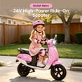 thumbnail image 6 of Track Seven 24V Ride-on Moped Scooter, Kids Electric Motorcycle for Boys Girls Ages 8-12, 250W Brushless Motor, 10 Mph Max Speed, Twist Throttle, 12" Pneumatic Tires, Bluetooth, LED Light, Pink, 6 of 10