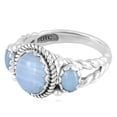 thumbnail image 3 of Sterling Silver Blue Lace Agate 3-Stone Ring, Sizes 5 to 11, 3 of 9
