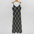 thumbnail image 4 of Blue And Yellow Plaid Dress Retro Checkerboard Party Maxi Dress V Neck Boho Beach Long Dresses Strap Aesthetic Oversized Clothes, 4 of 7
