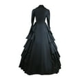 thumbnail image 2 of High Low Dress for Women Women's Court Style Gothic Lace up Pleated Bow Lace Evening Dress Ball Long Maxi Dress S-290 Black L, 2 of 3