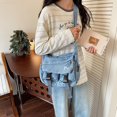 thumbnail image 3 of Sunyuer Women Vintage Washed Denim Messenger Bag, Large Capacity Casual Crossbody Shoulder Bag, Adjustable Strap Multi Pocket Fashion Denim Satchel Purse for Travel Daily Commute, 3 of 8
