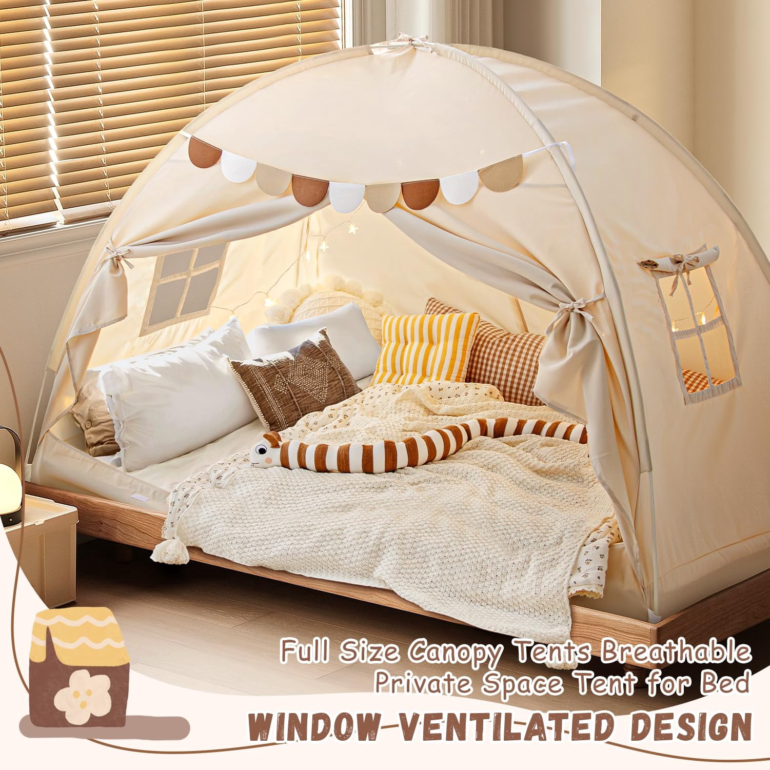Full Size Bed Tents For Dream Tent On Bunk Space Blackout Sleeping Playhouse Indoor Portable Drafty House Girl Birthday Gift
