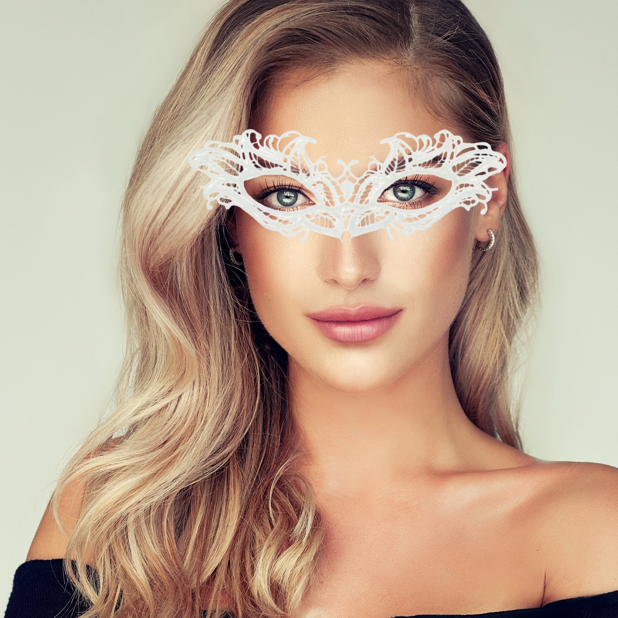 Unique Bargains 1 Box Elegant Lace Half Face Party Mask White Pattern 4