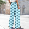 thumbnail image 7 of Women's Geometric Print Palazzo Pants - High Waist Wide Leg Bohemian Summer Casual Trousers with Elastic Waist ,Blue,XL, 7 of 7