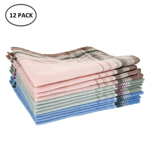 Tzgsonp Men's Cotton Handkerchiefs 12 pcs 100% Pure Cotton Pocket Square Hankies/Pocket Handkerchiefs For Men 15 x 15 inch