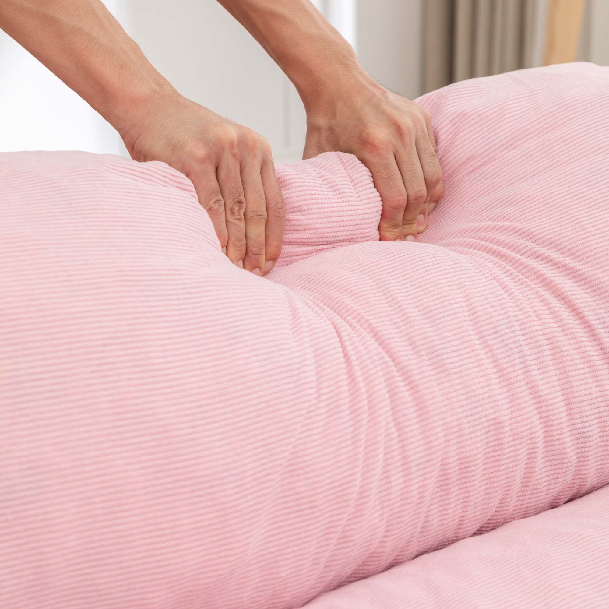 Miniyam 76" x 50" Pink Floor Sofa with Adjustable Straps Bean Bag Lounger for Living Room, Bedroom