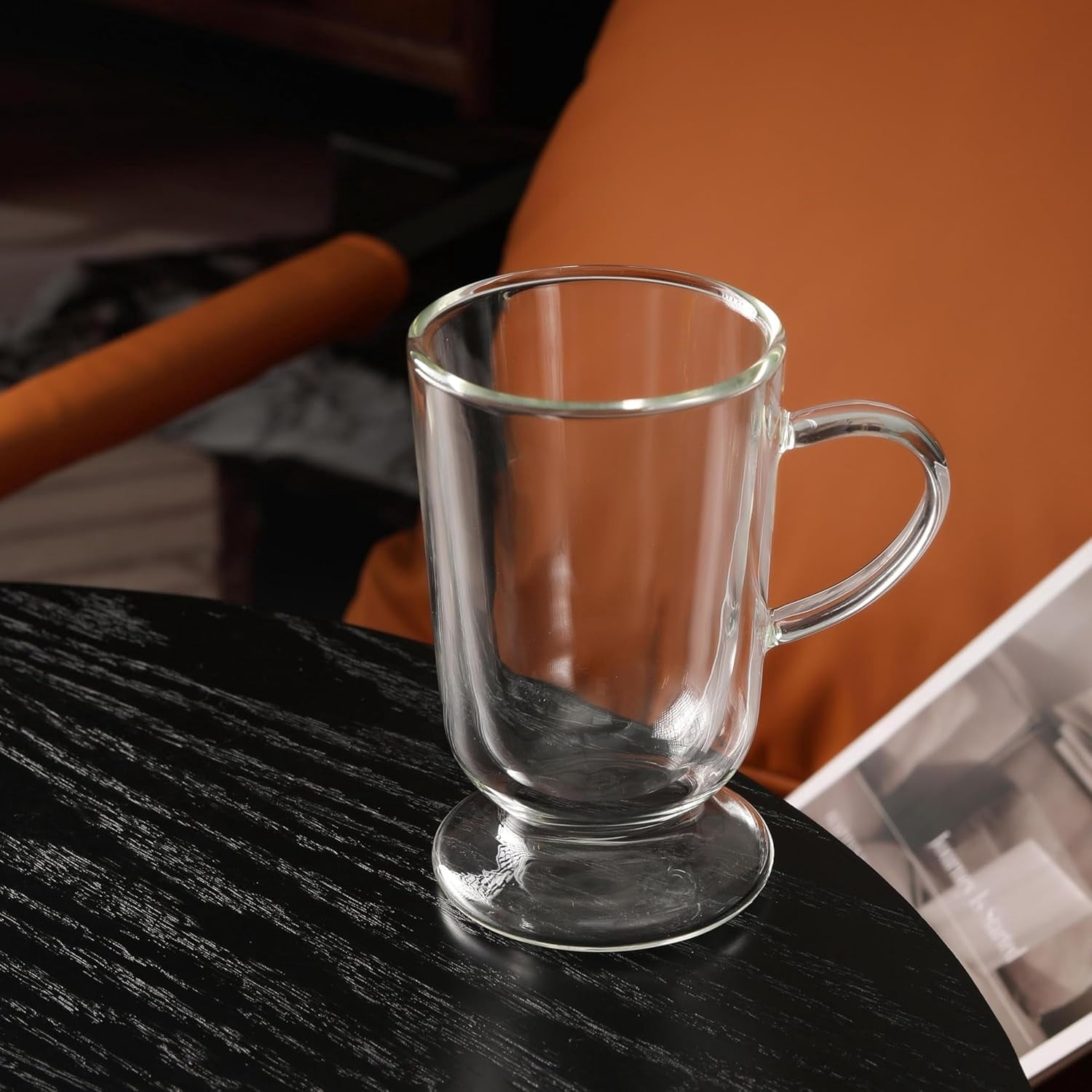 12.5 OZ Double Walled Glass Coffee Mugs with Handle Set of 4 Clear Insulated Coffee Cups for Hot Cold Beverages, Cappuccino, Latte, Tea, Espresso, Juice, Americano