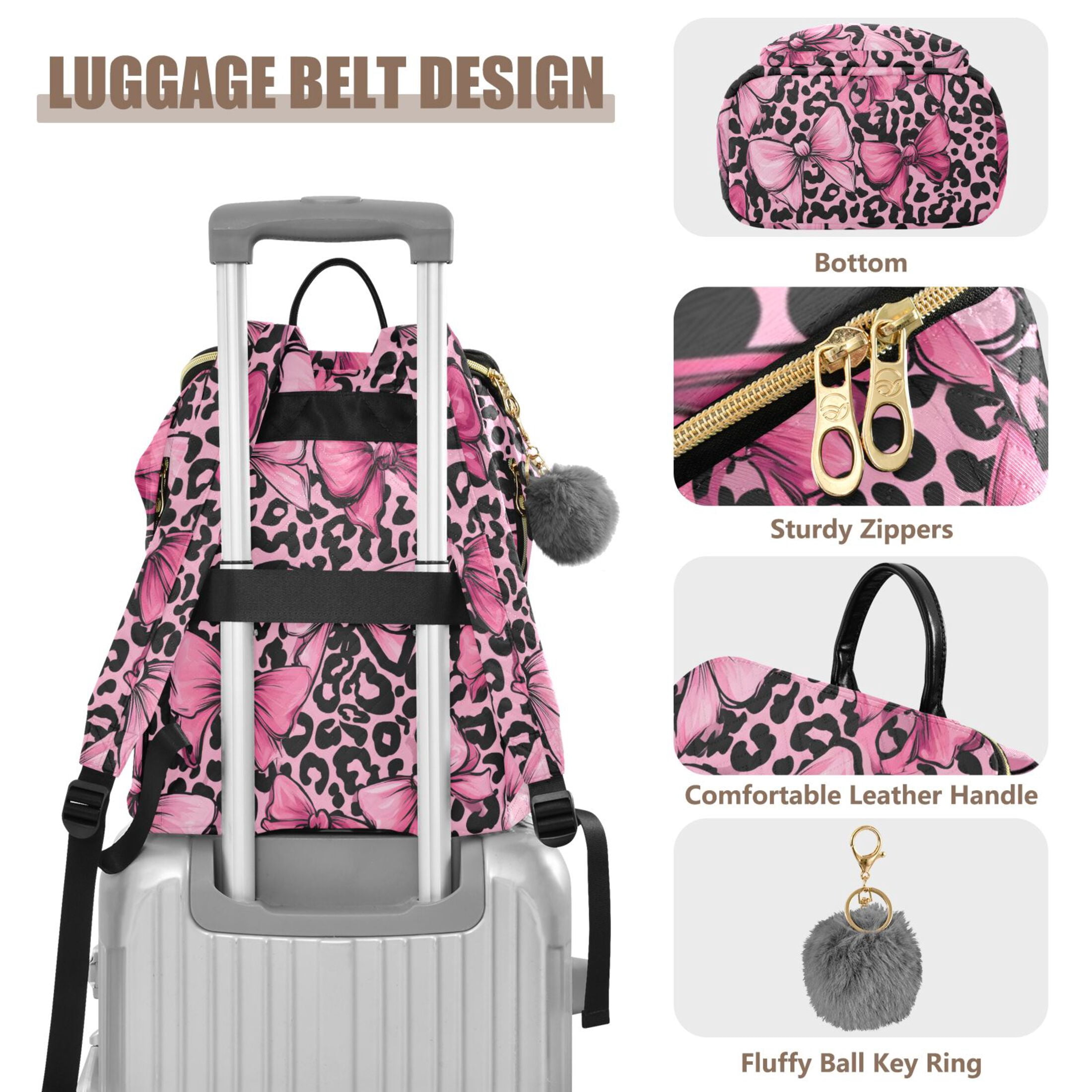 ALAZA Bows on Leopard Travel Backpack Laptop Bag Large Capacity Daypack