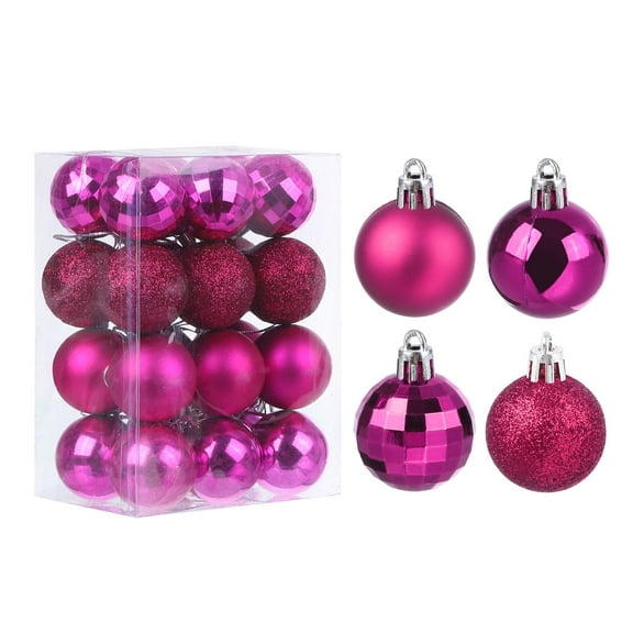 Uxcell 24Pcs Rose Red 1.57 Inch Christmas Balls Ornaments Shatterproof Ornaments Balls for Xmas Trees Decoration